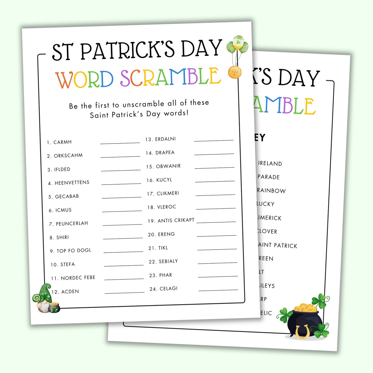St Patrick's Day Word Scramble