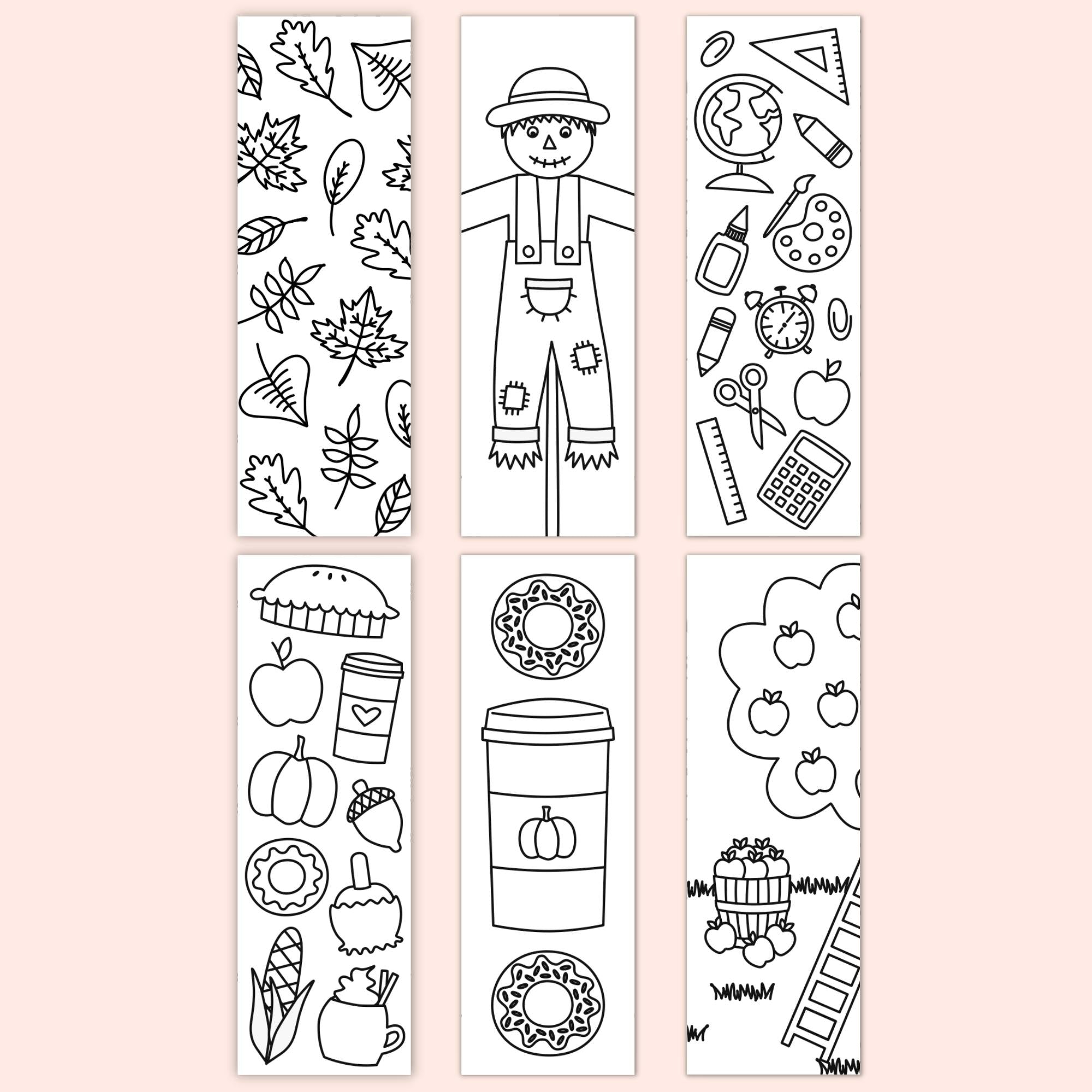 Printable Fall Coloring Bookmarks