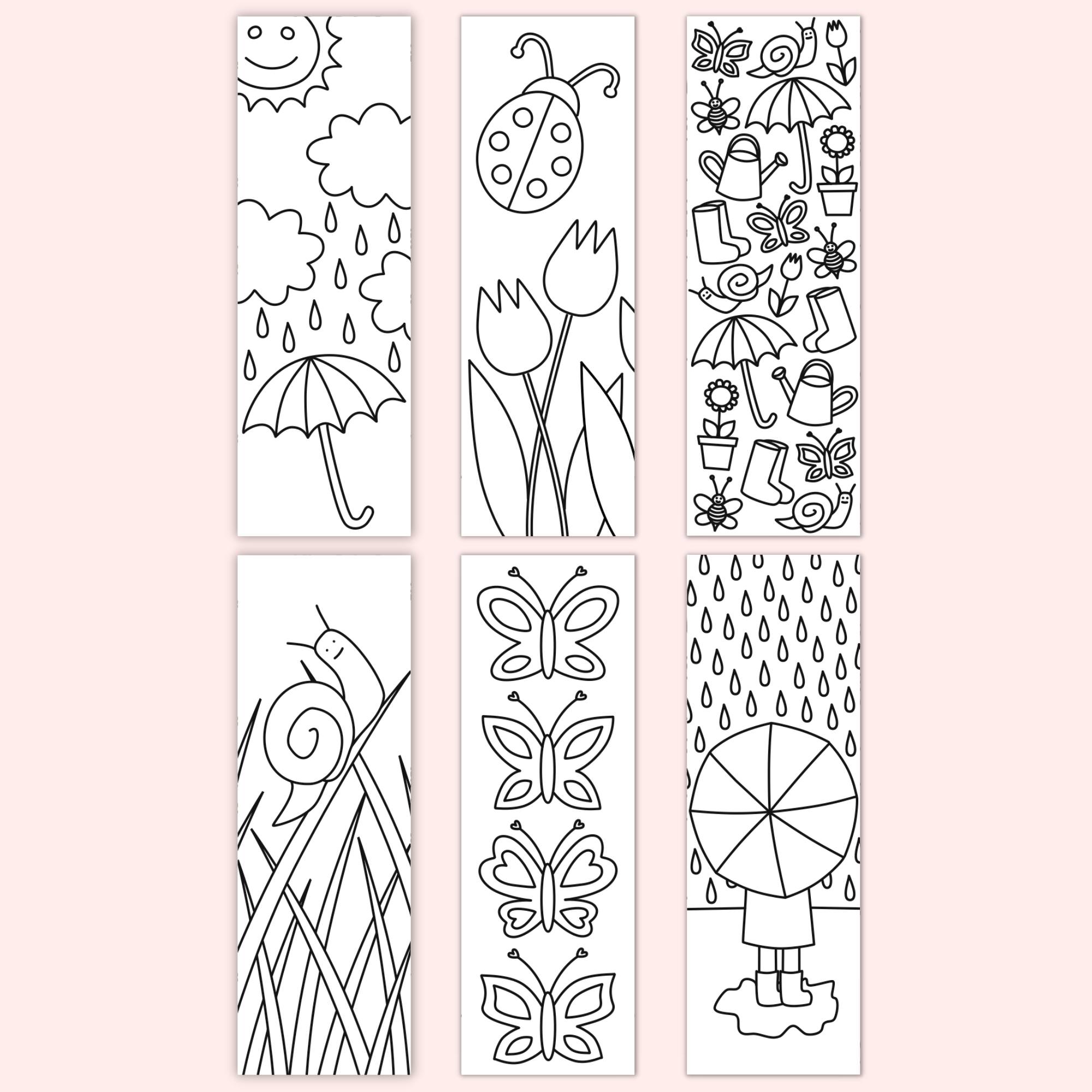 Printable Coloring Bookmarks, Digital Book Marks, Cute Printable Book Mark,  Kids and Adult Coloring Pages 