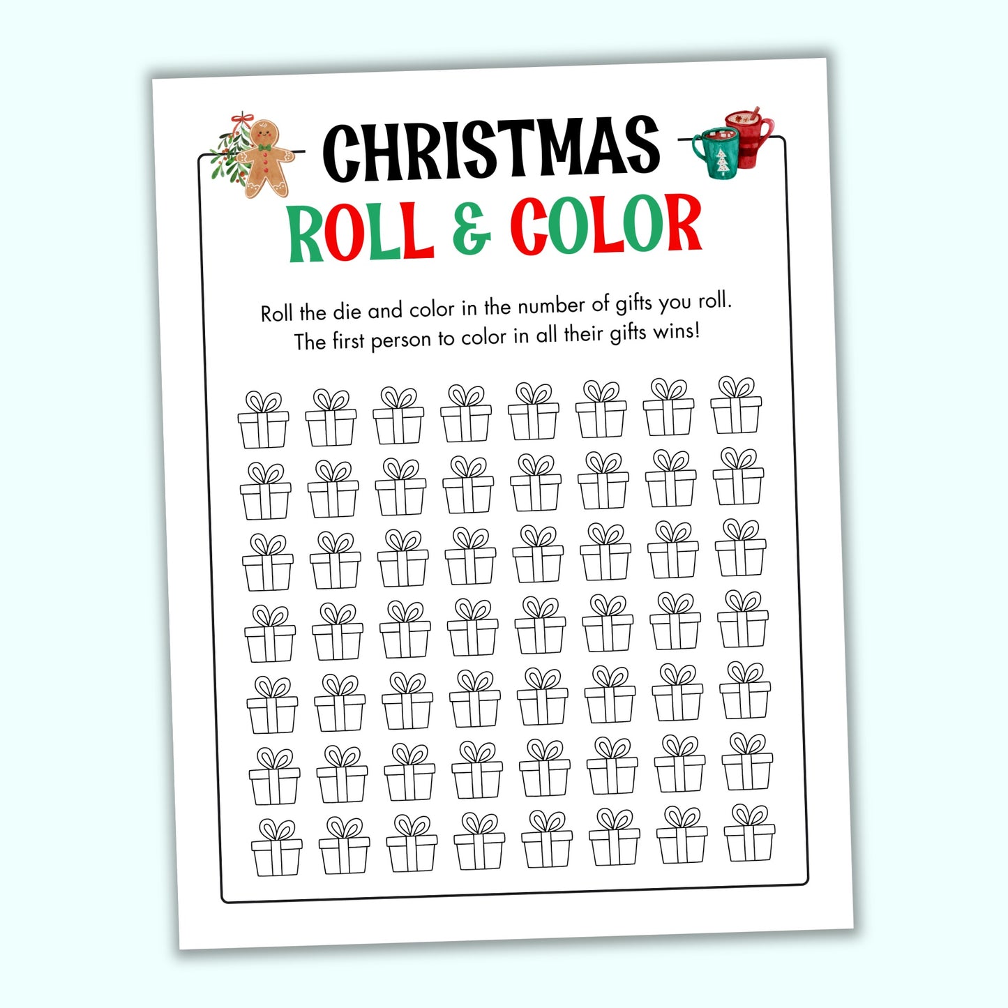 Christmas Roll & Color (2 Spelling Variants)