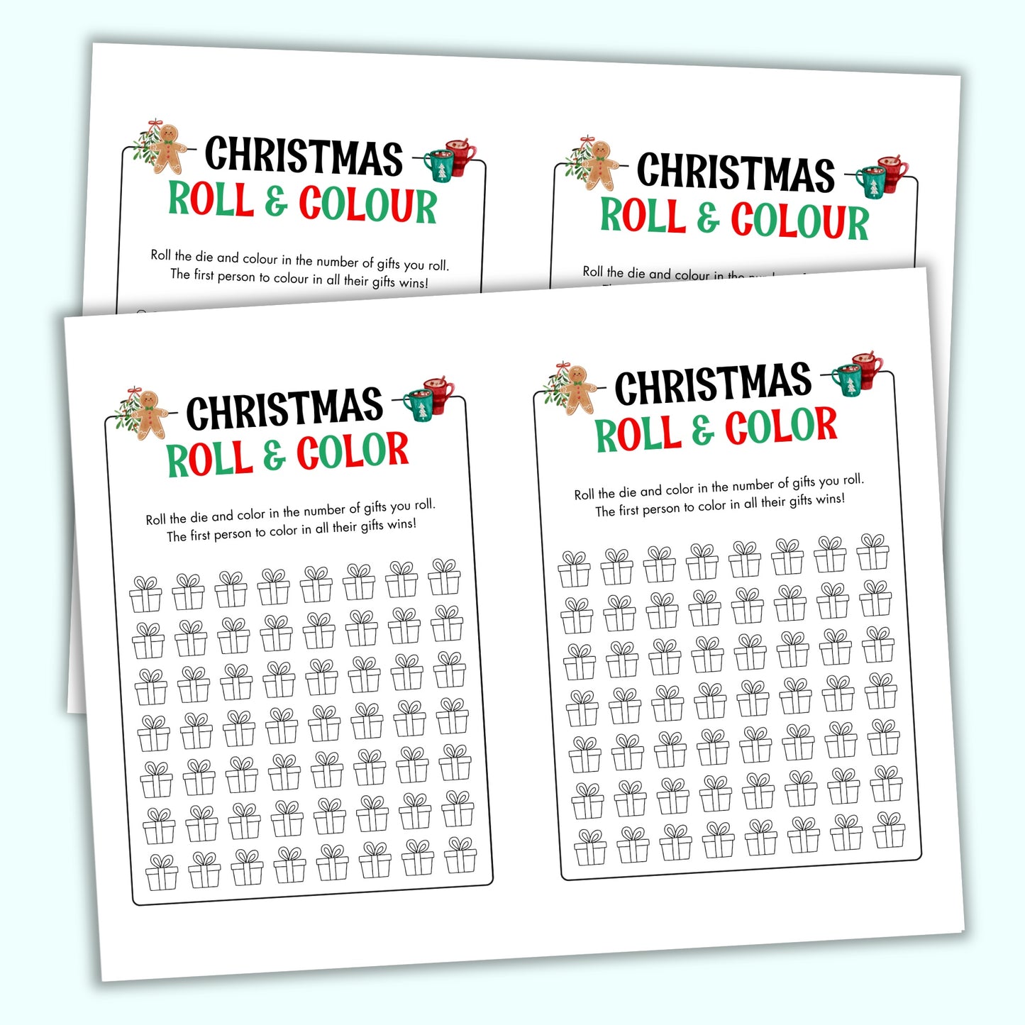 Christmas Roll & Color (2 Spelling Variants)