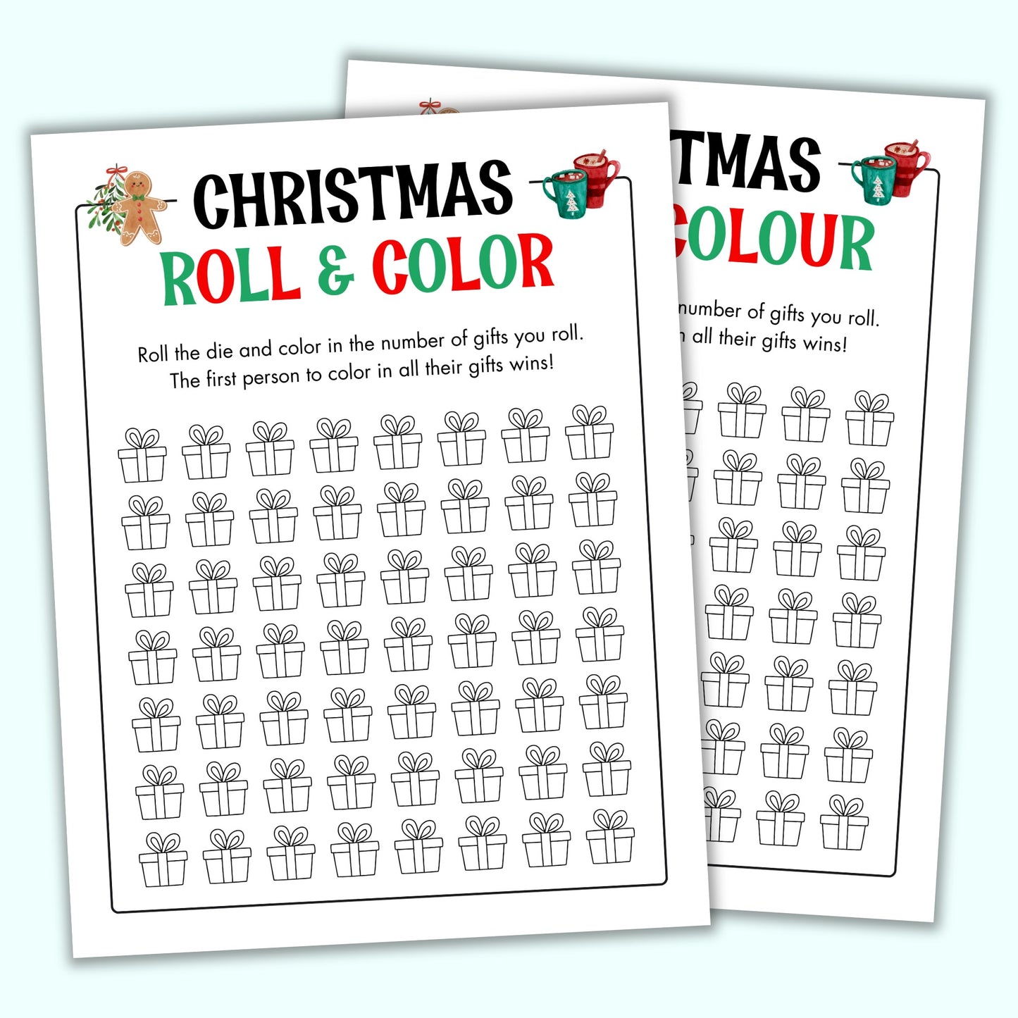 Christmas Roll & Color (2 Spelling Variants)