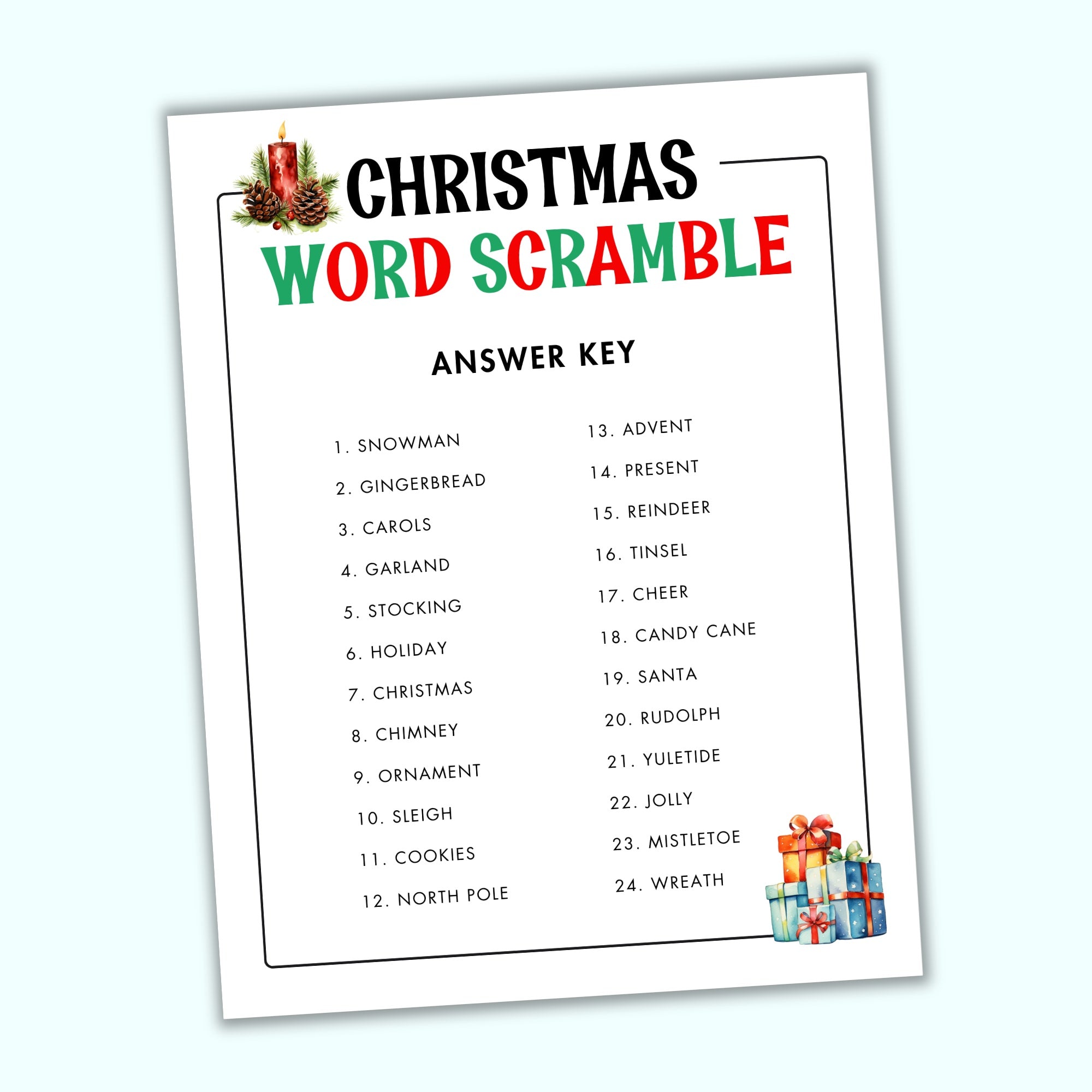 Christmas Word Scramble – Printables By The Craft-at-home Family