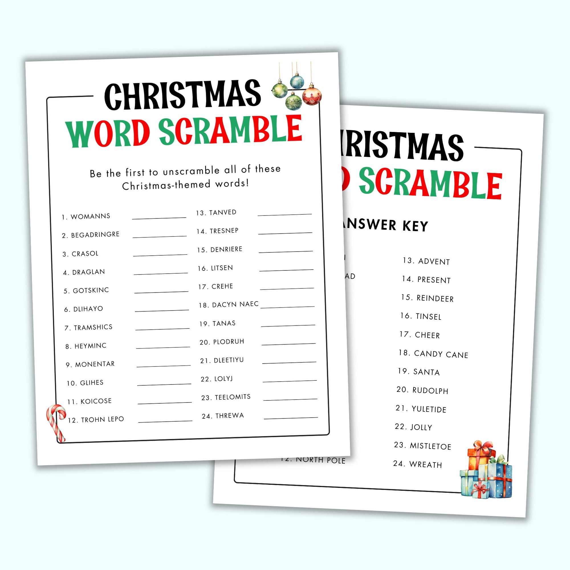 Christmas Word Scramble – Printables by The Craft-at-Home Family
