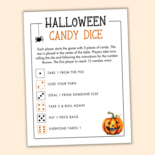 Halloween Candy Dice