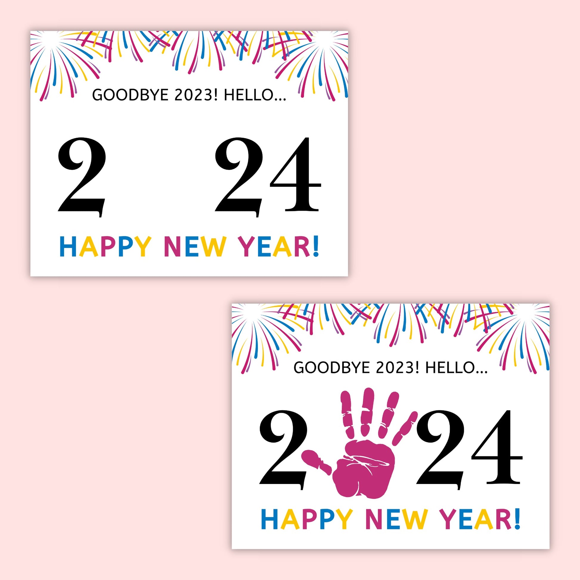 Happy New Year 2024 Handprint Art Kit Printables by The CraftatHome