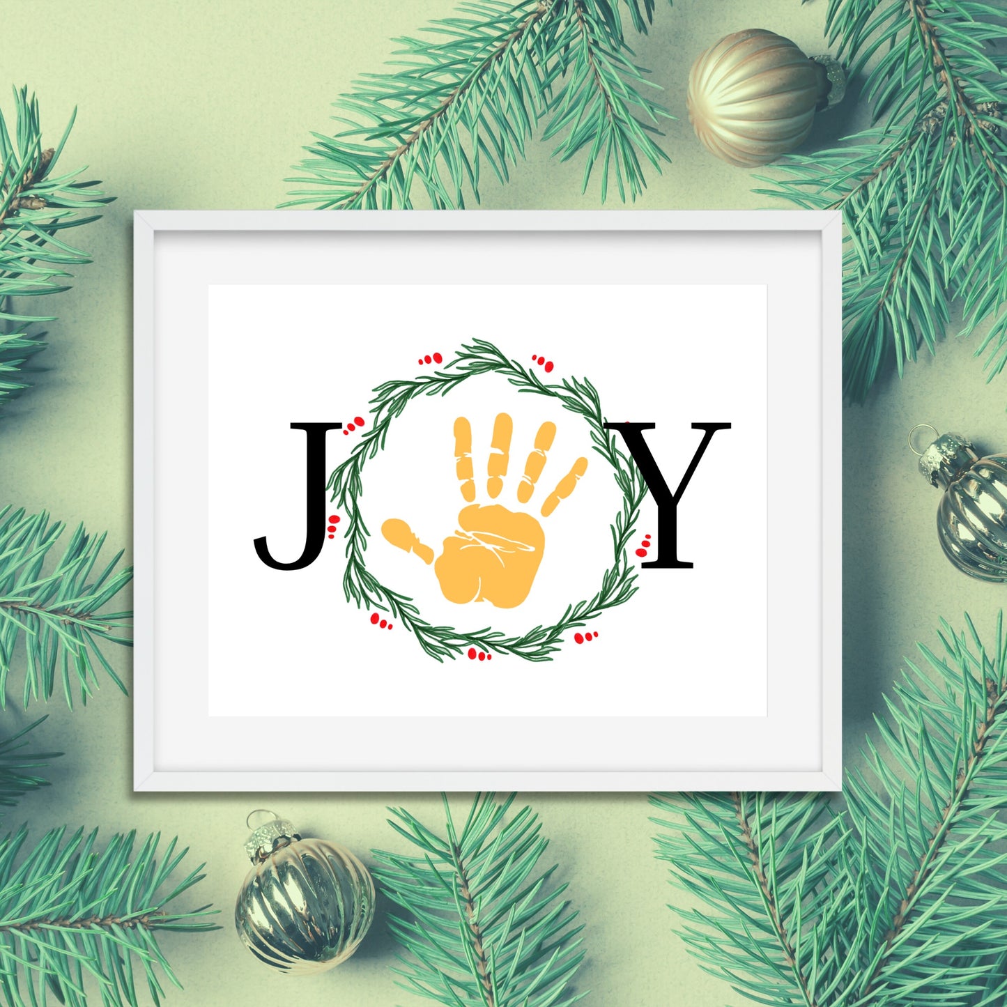 JOY Christmas Handprint Art (2 Variations)