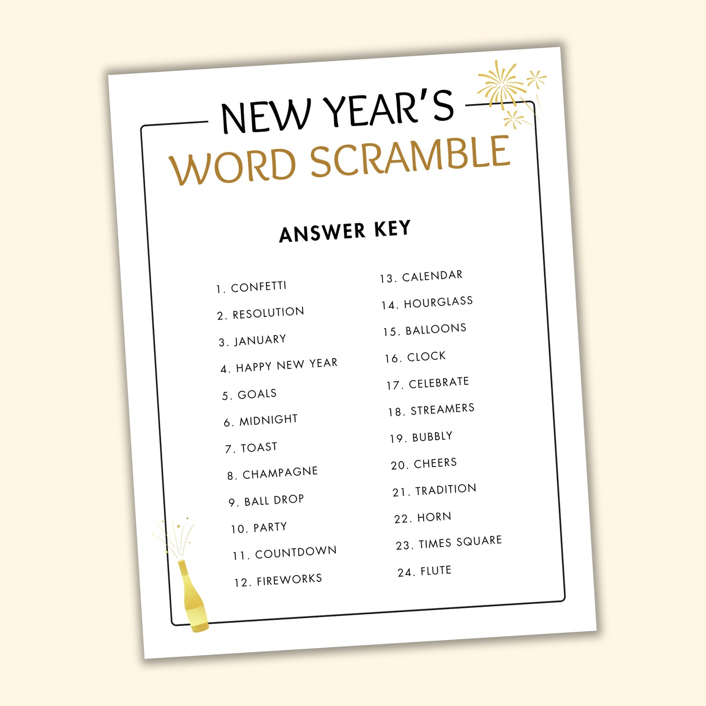 New Year's Word Scramble