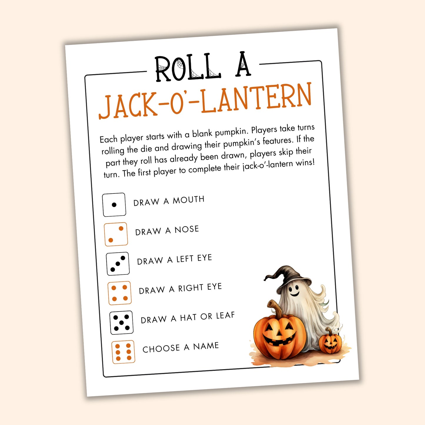 Roll a Jack-o'-Lantern Game