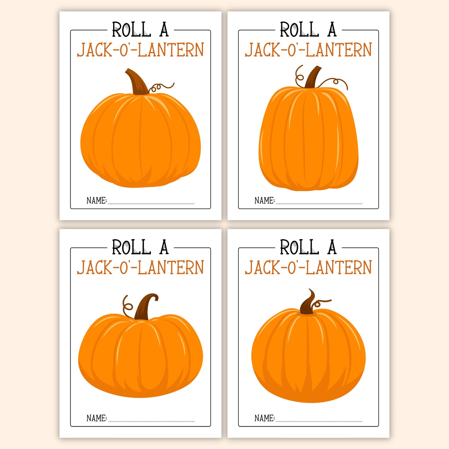 Roll a Jack-o'-Lantern Game