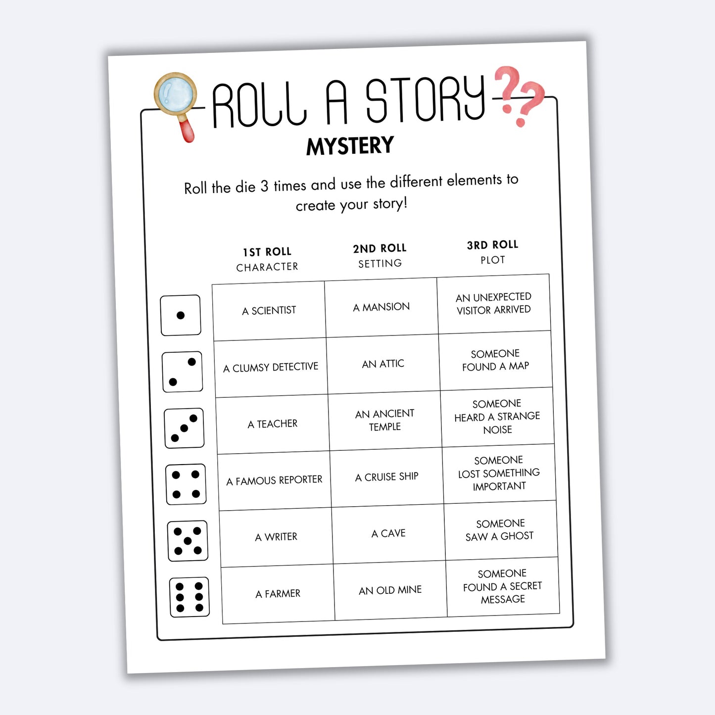 Roll a Story Game - Mystery