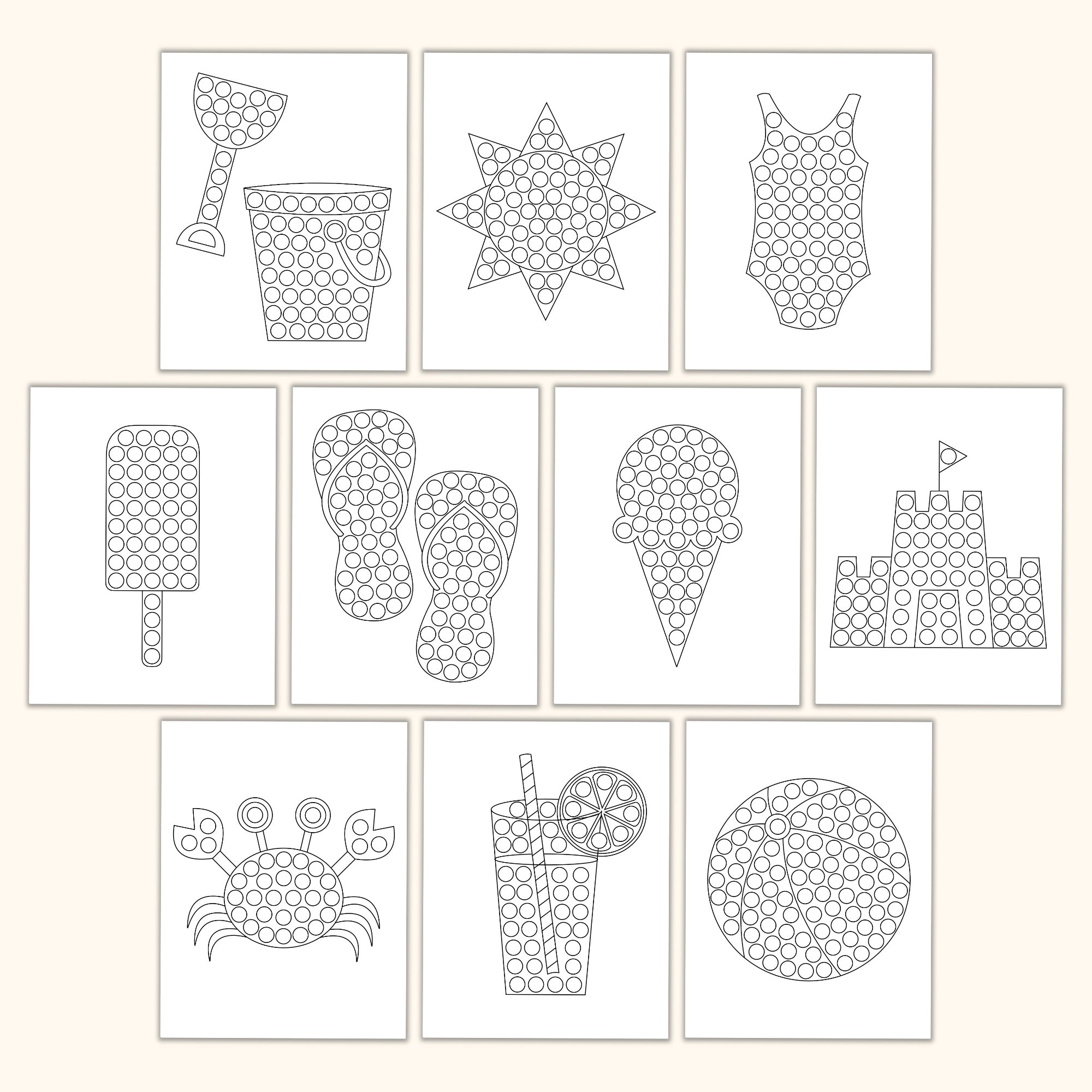 Summer Dot Marker Pages Printables by The CraftatHome Family
