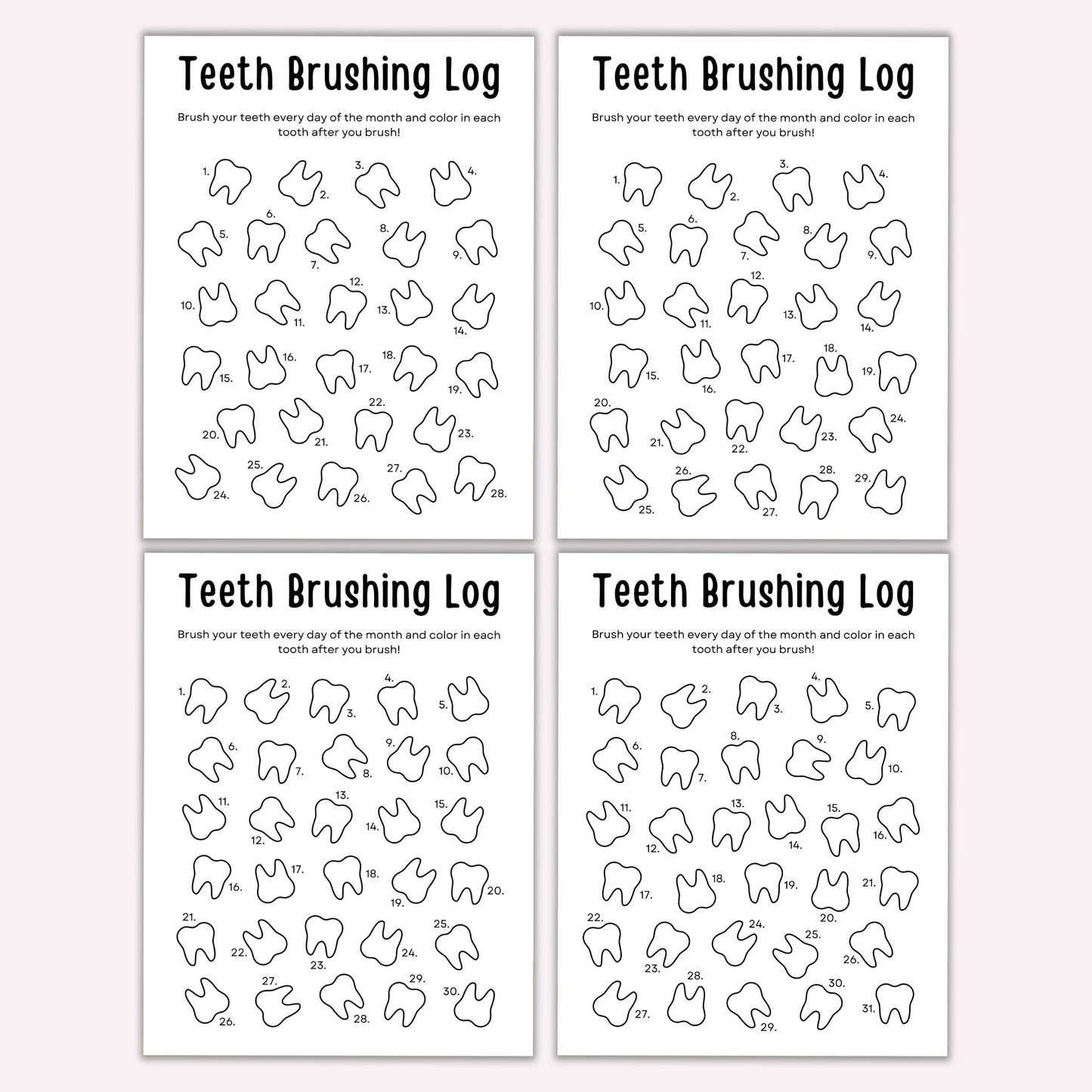 Teeth Brushing Log Bundle