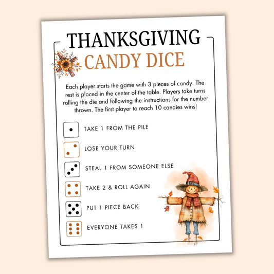 Thanksgiving Candy Dice