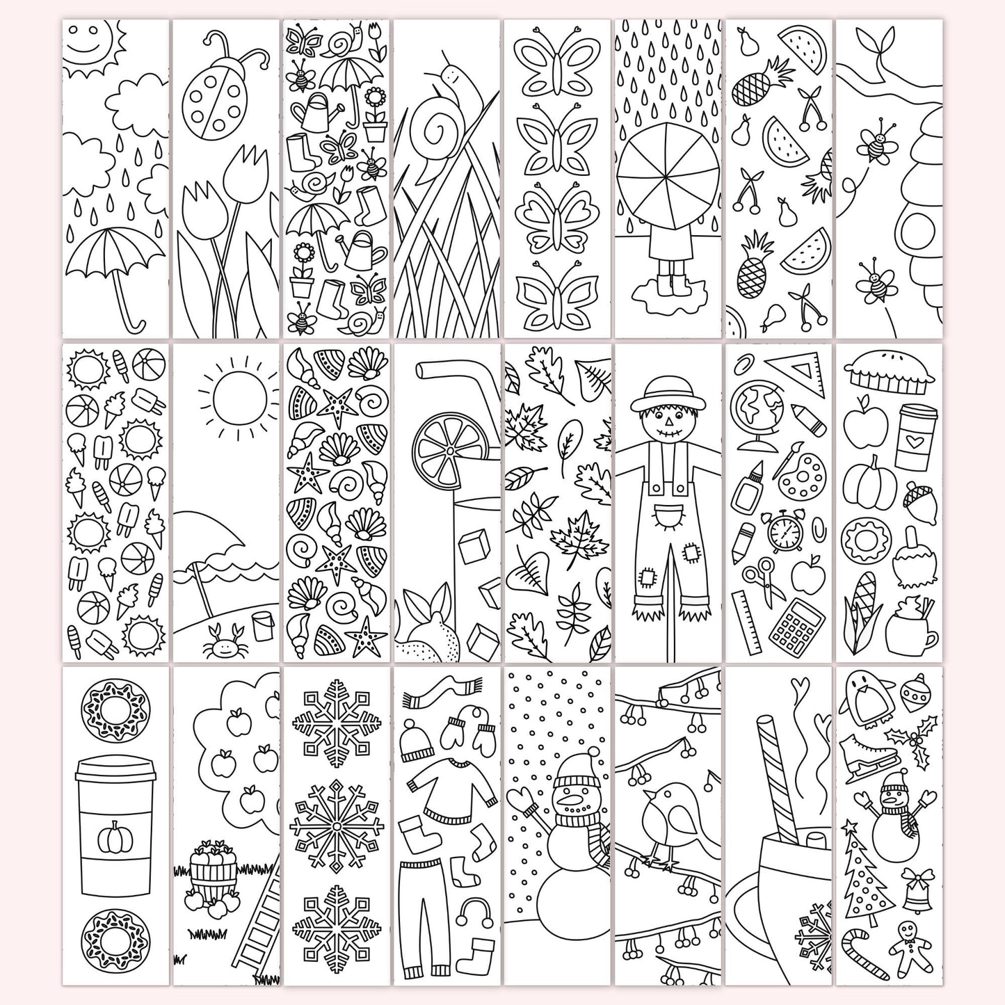 4-Season Colouring Bookmark Bundle (Set of 24)