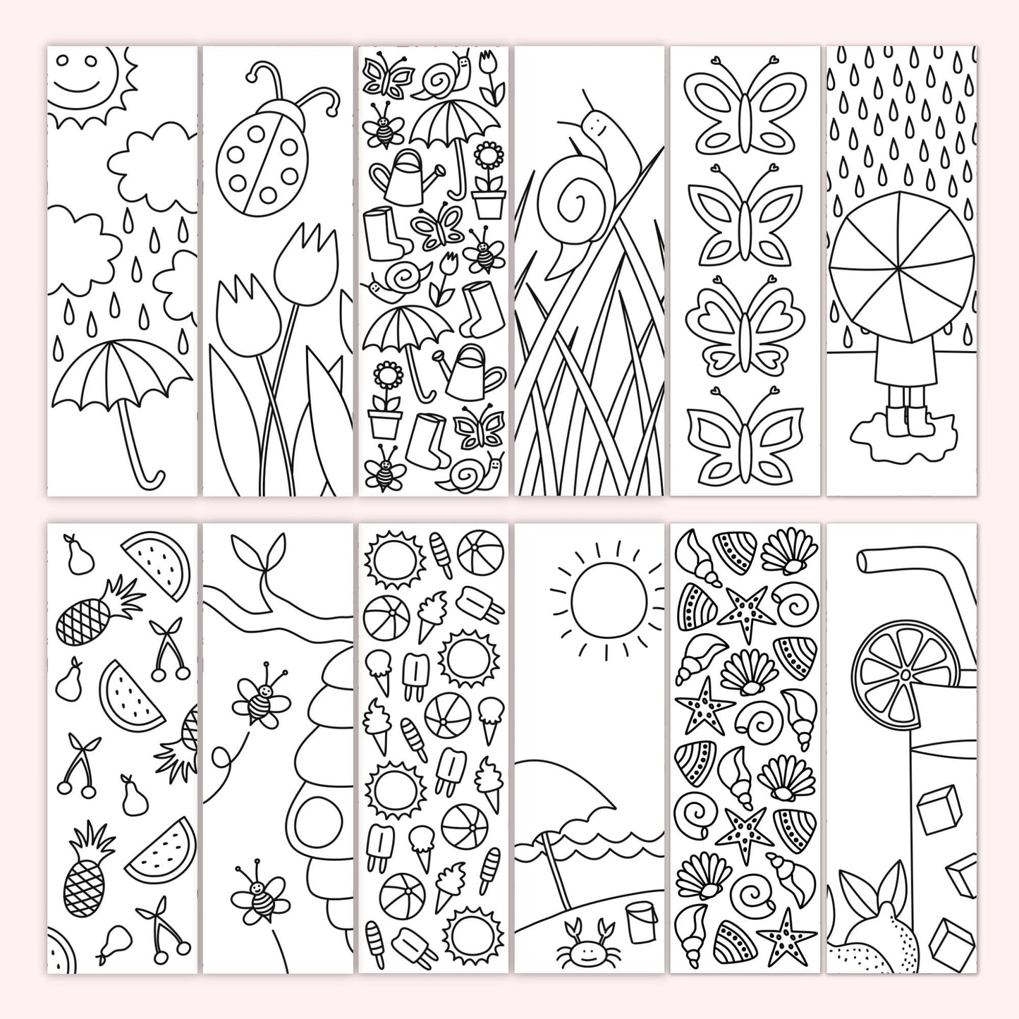 4-Season Colouring Bookmark Bundle (Set of 24)