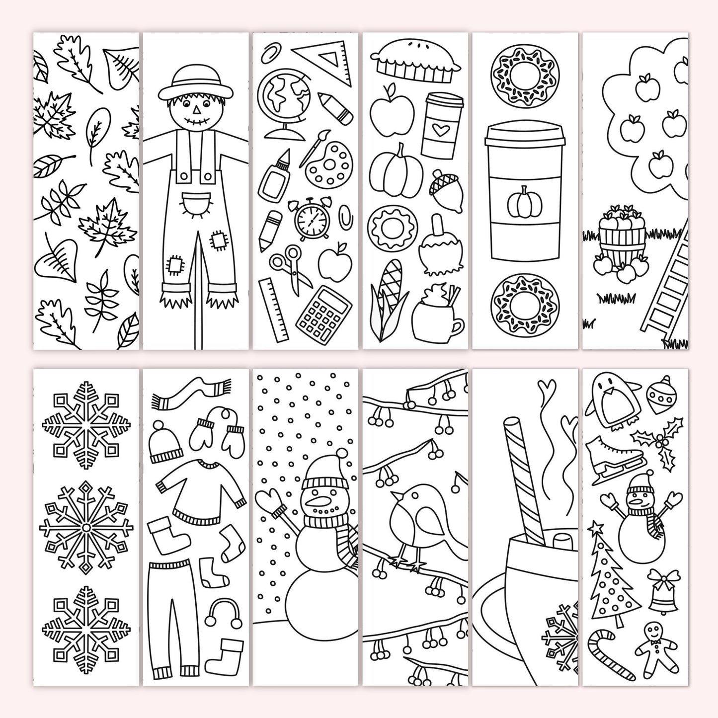 4-Season Colouring Bookmark Bundle (Set of 24)