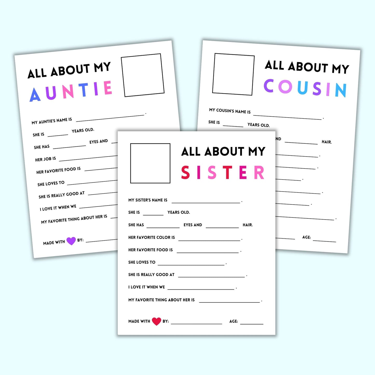 "All About My Family" Bundle (13 Questionnaires)