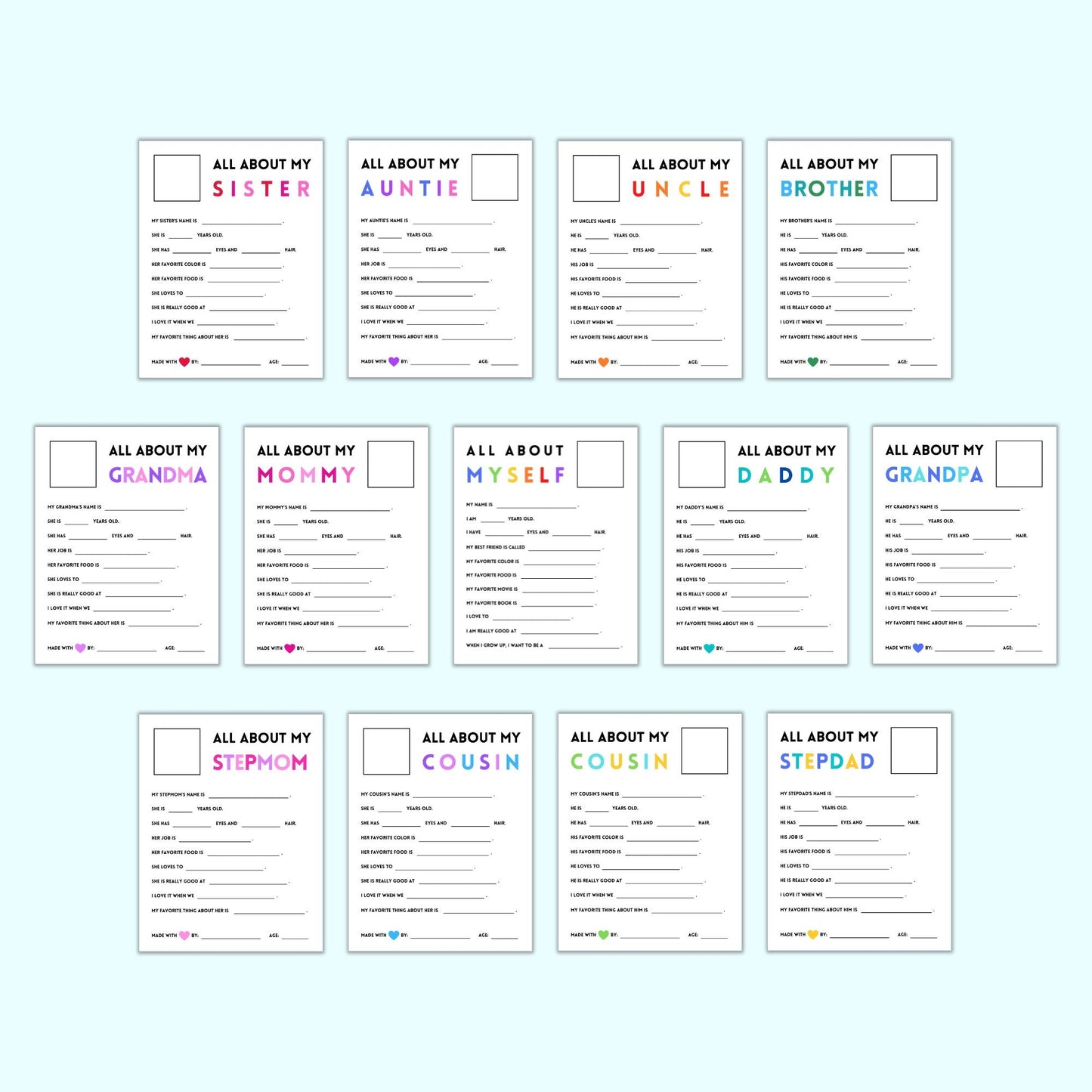 "All About My Family" Bundle (13 Questionnaires)