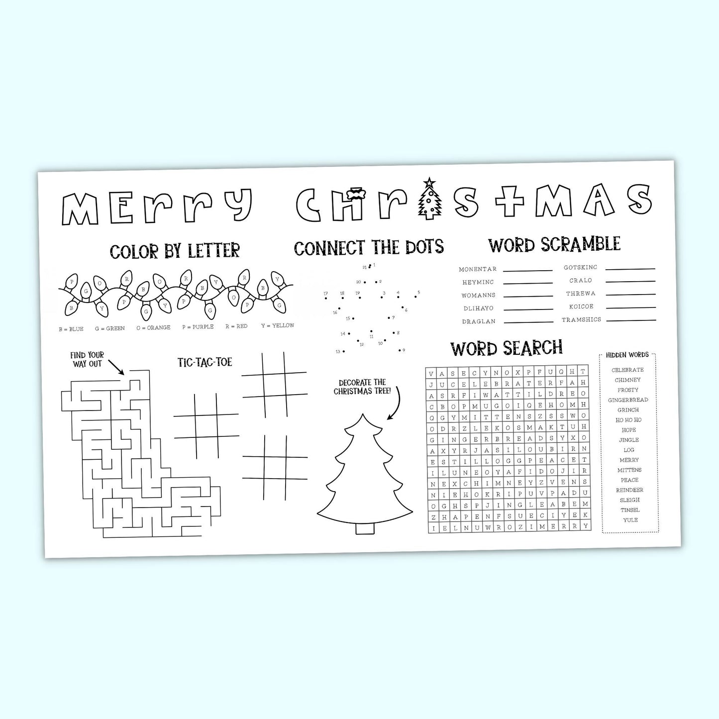 Christmas Activity Placemat