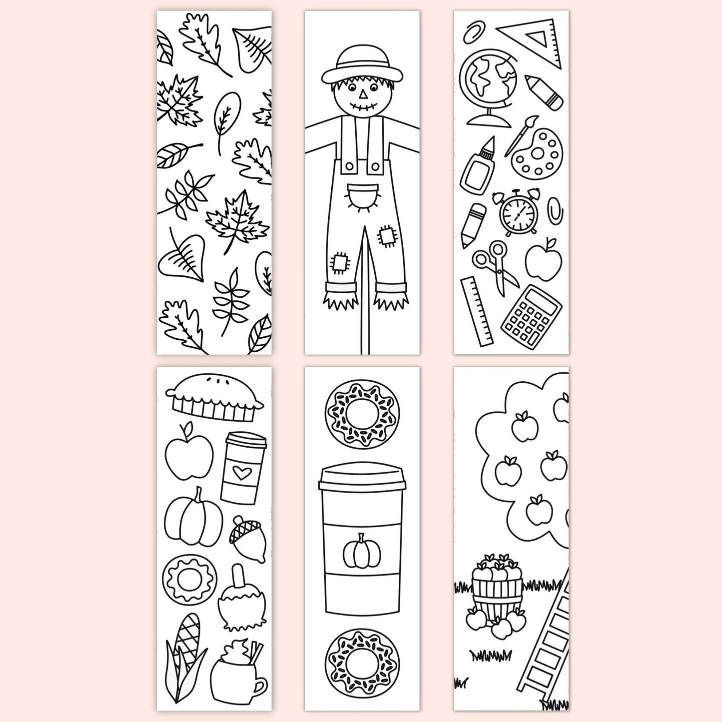 Fall Colouring Bookmarks (Set of 6)