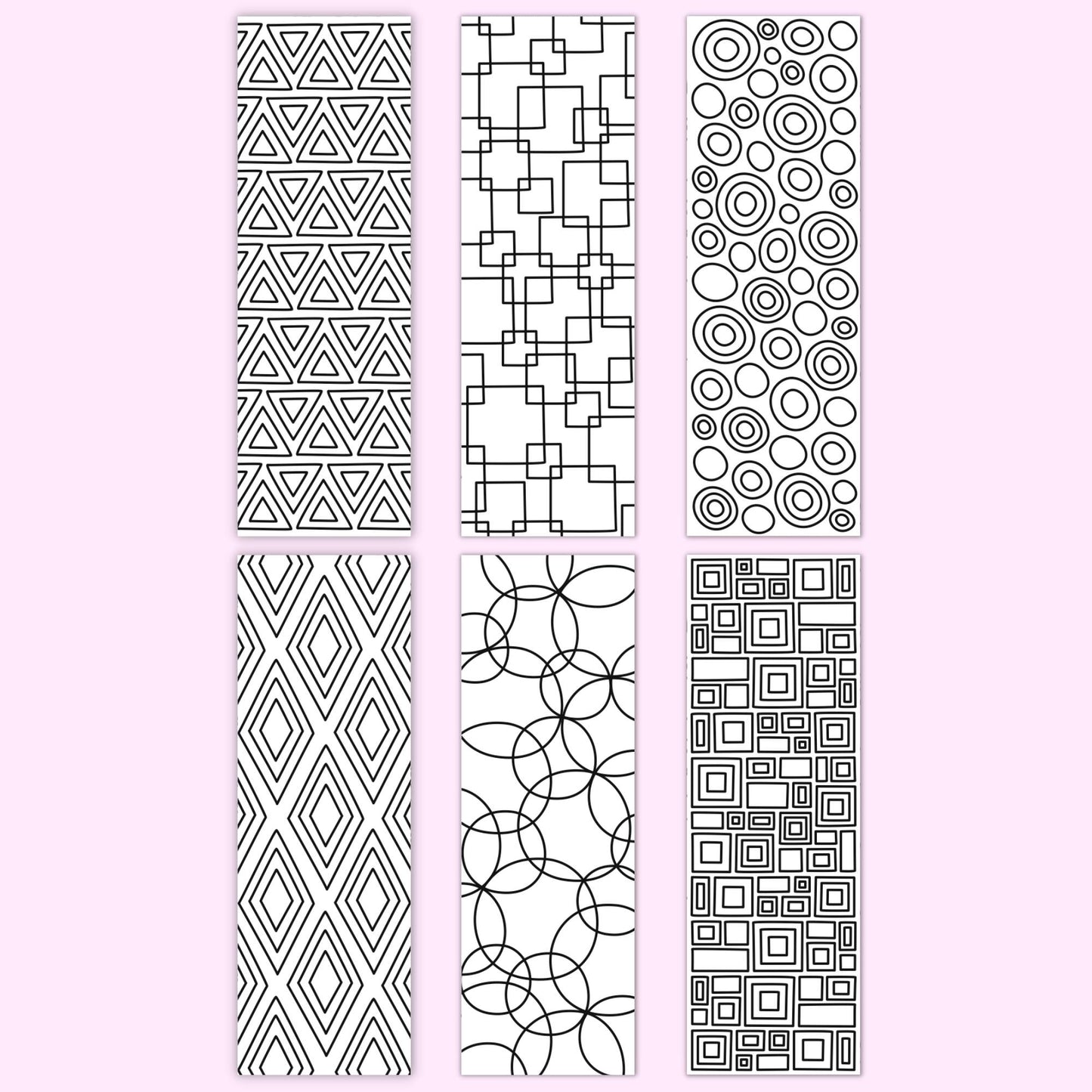 Geometric Colouring Bookmarks (Set of 6)