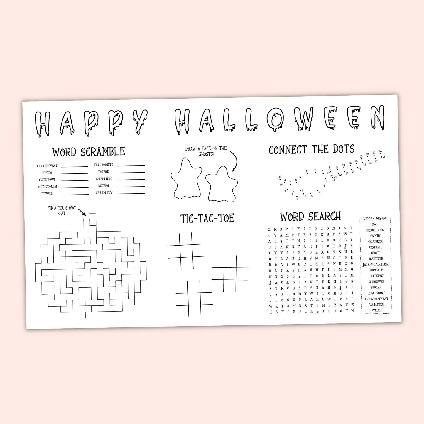 Halloween Activity Placemat