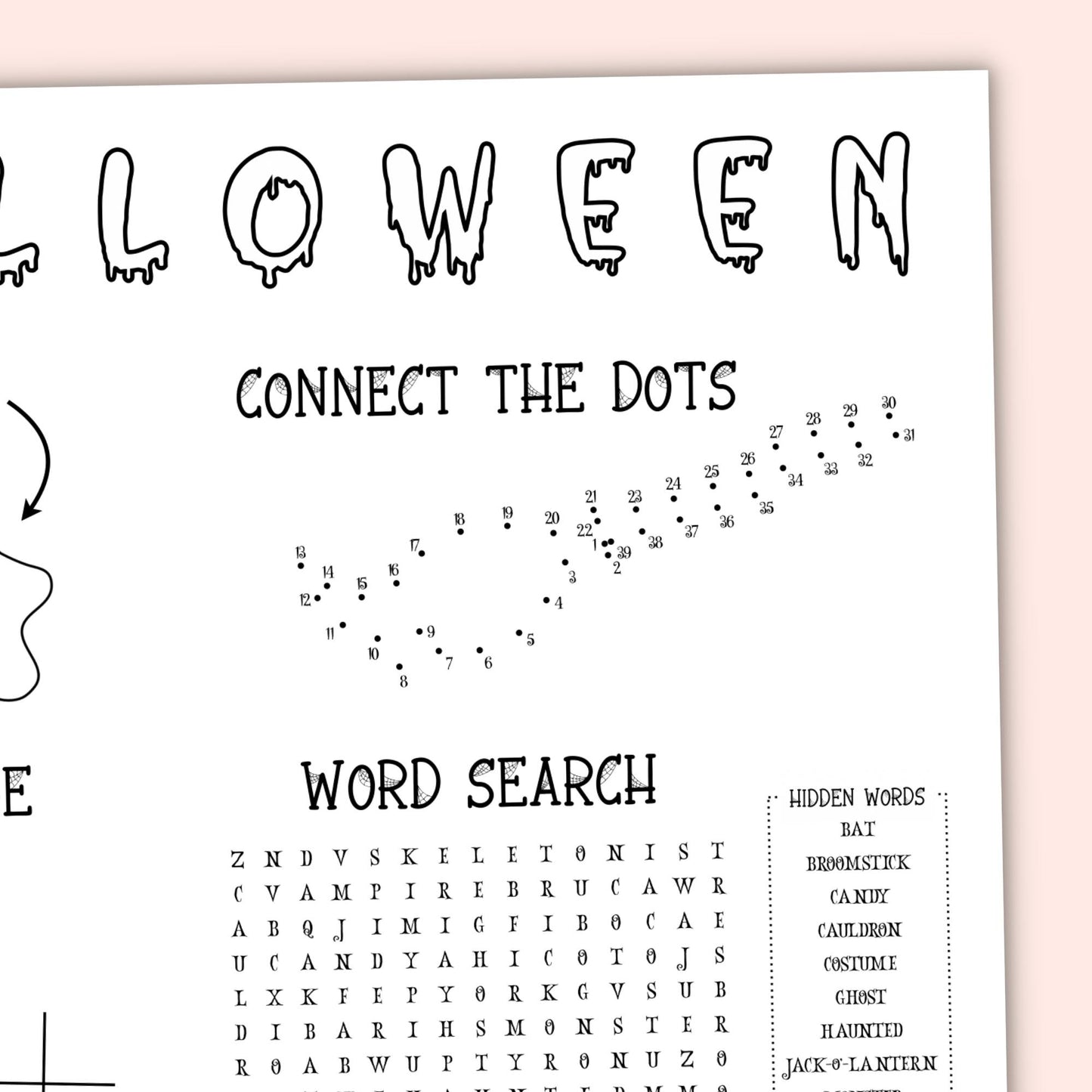 Halloween Activity Placemat