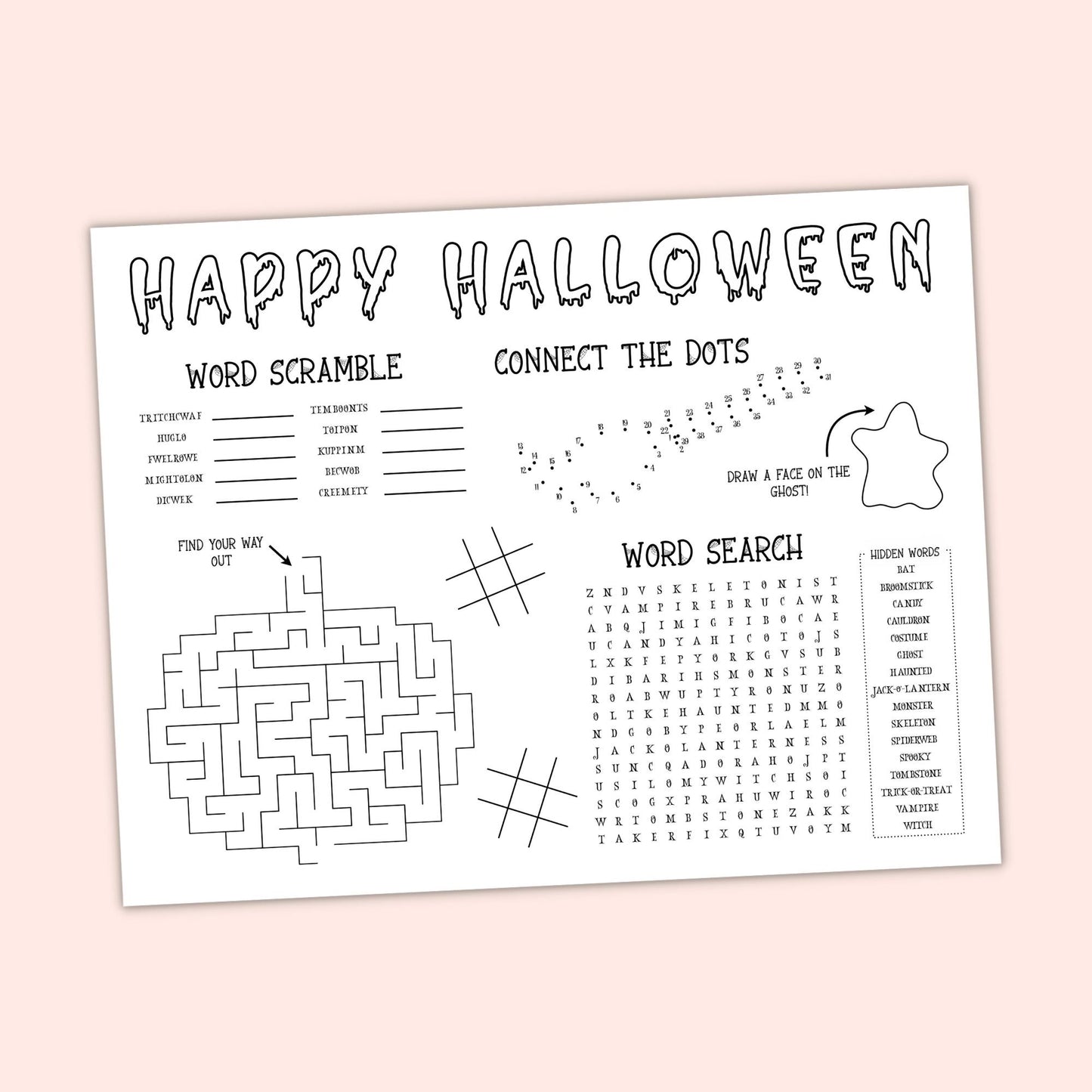 Halloween Activity Placemat