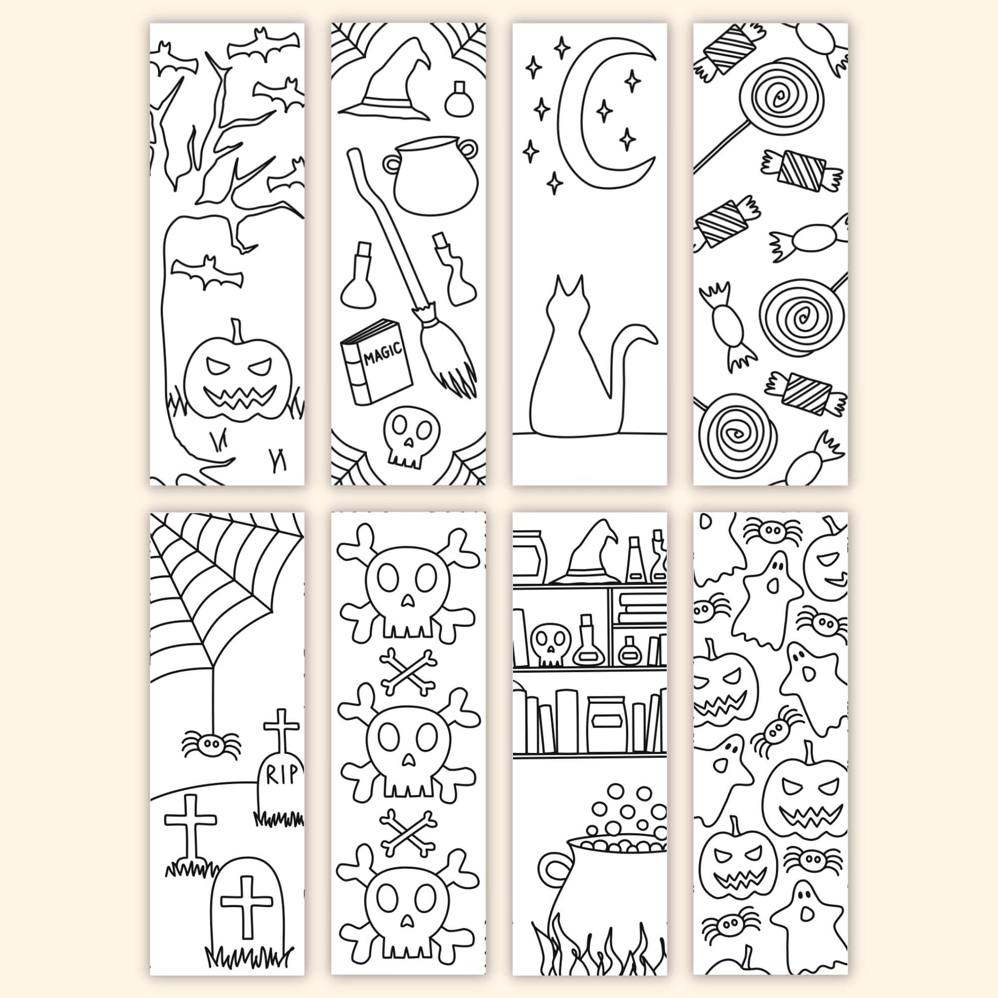 Personalized Halloween Coloring Bookmark W/ Protective Sleeve Kids Class  Fall Party Favor Activity DIY Arts and Crafts Kit for a Reader 