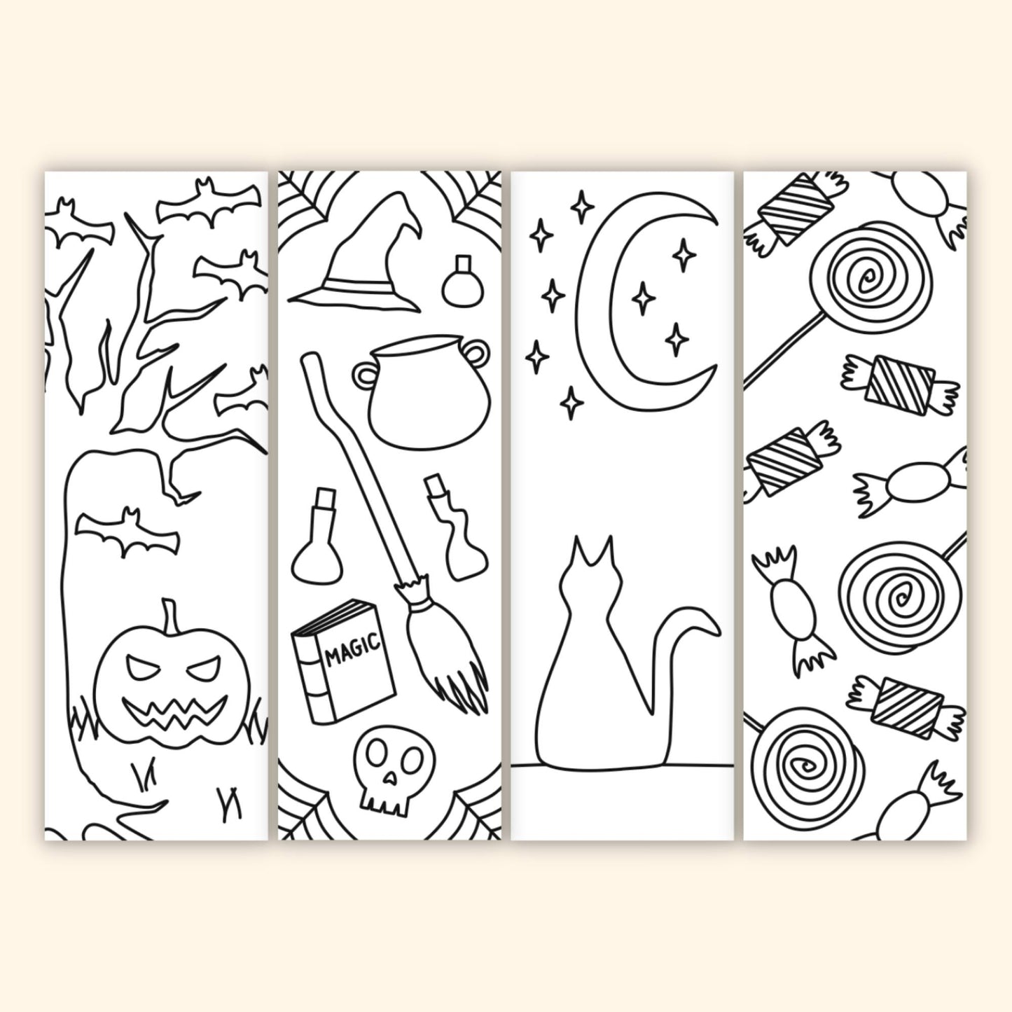 Halloween Colouring Bookmarks (Set of 8)