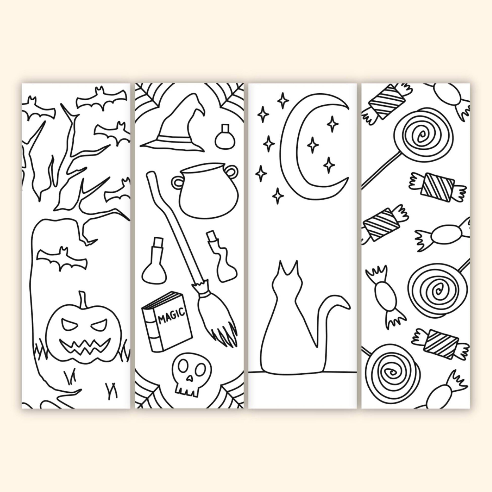 halloween bookmarks coloring pages