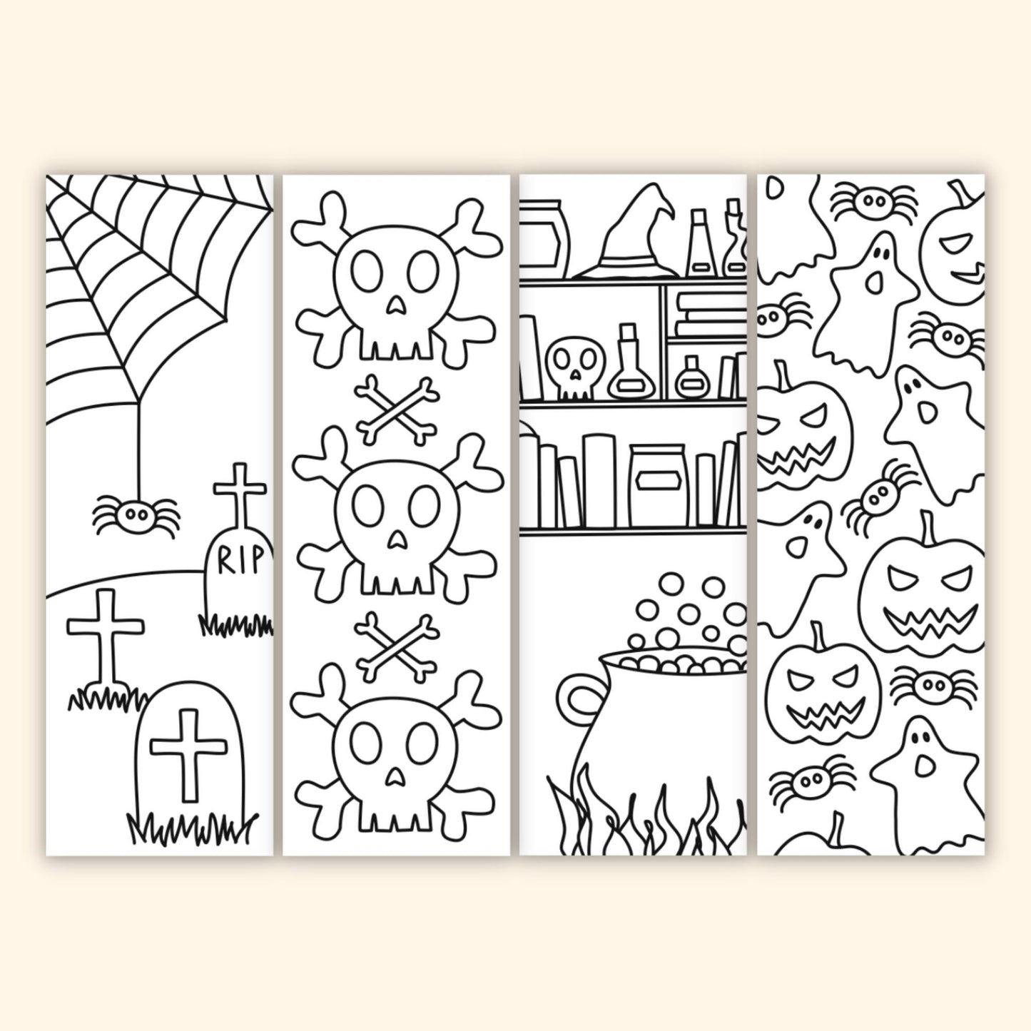 Halloween Colouring Bookmarks (Set of 8)