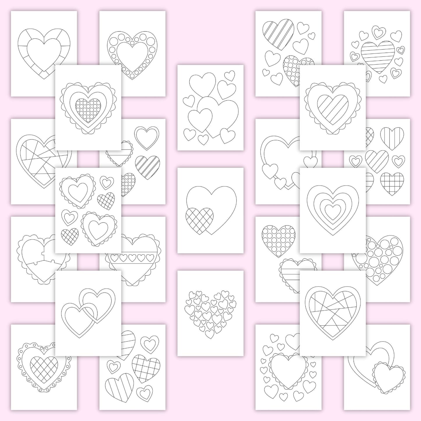 Heart Colouring Pages (Set of 25)