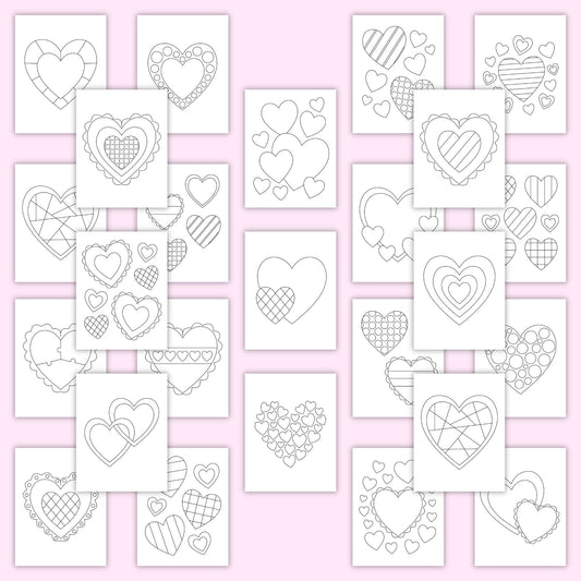 Heart Colouring Pages (Set of 25)