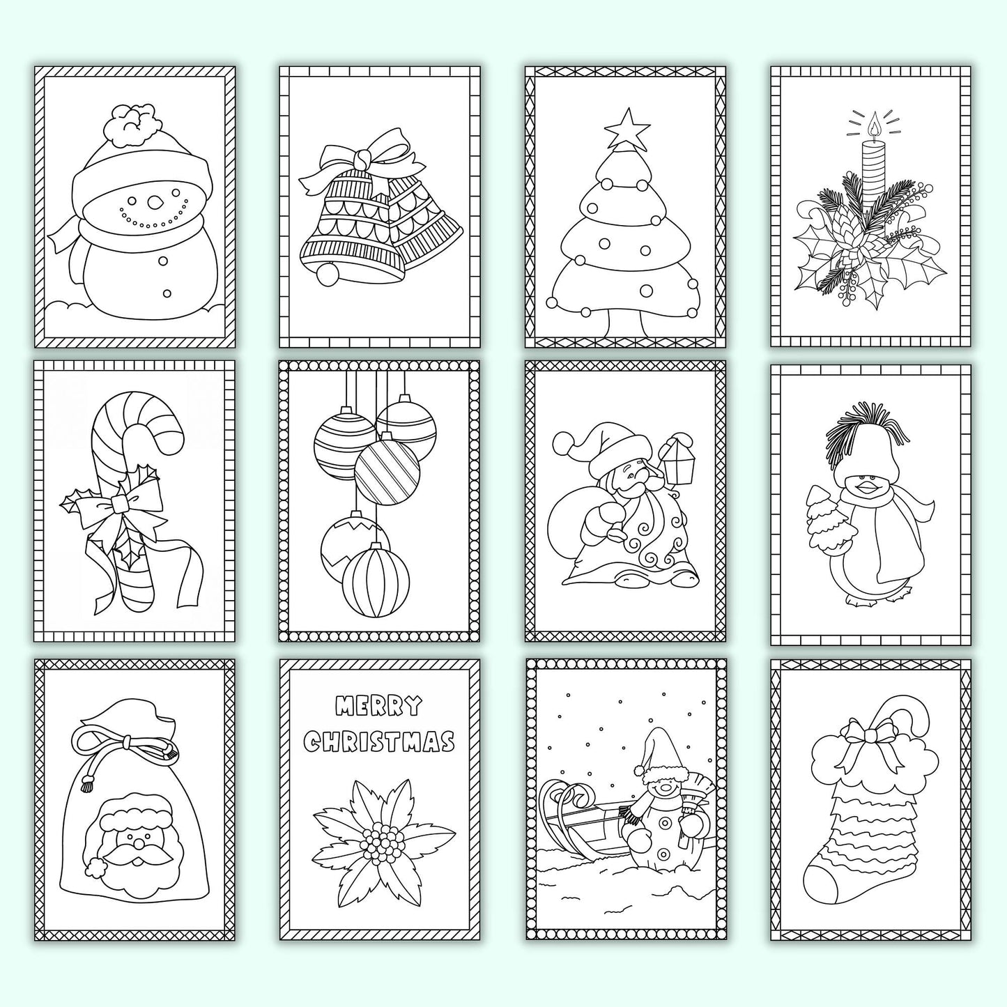 Christmas Colouring Cards (Set of 12)