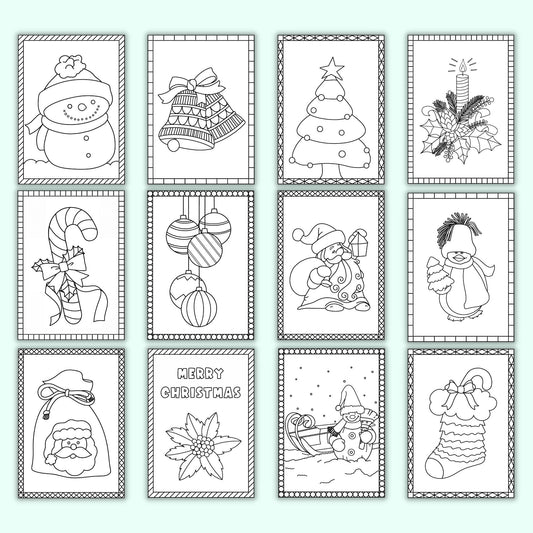 Christmas Colouring Cards (Set of 12)