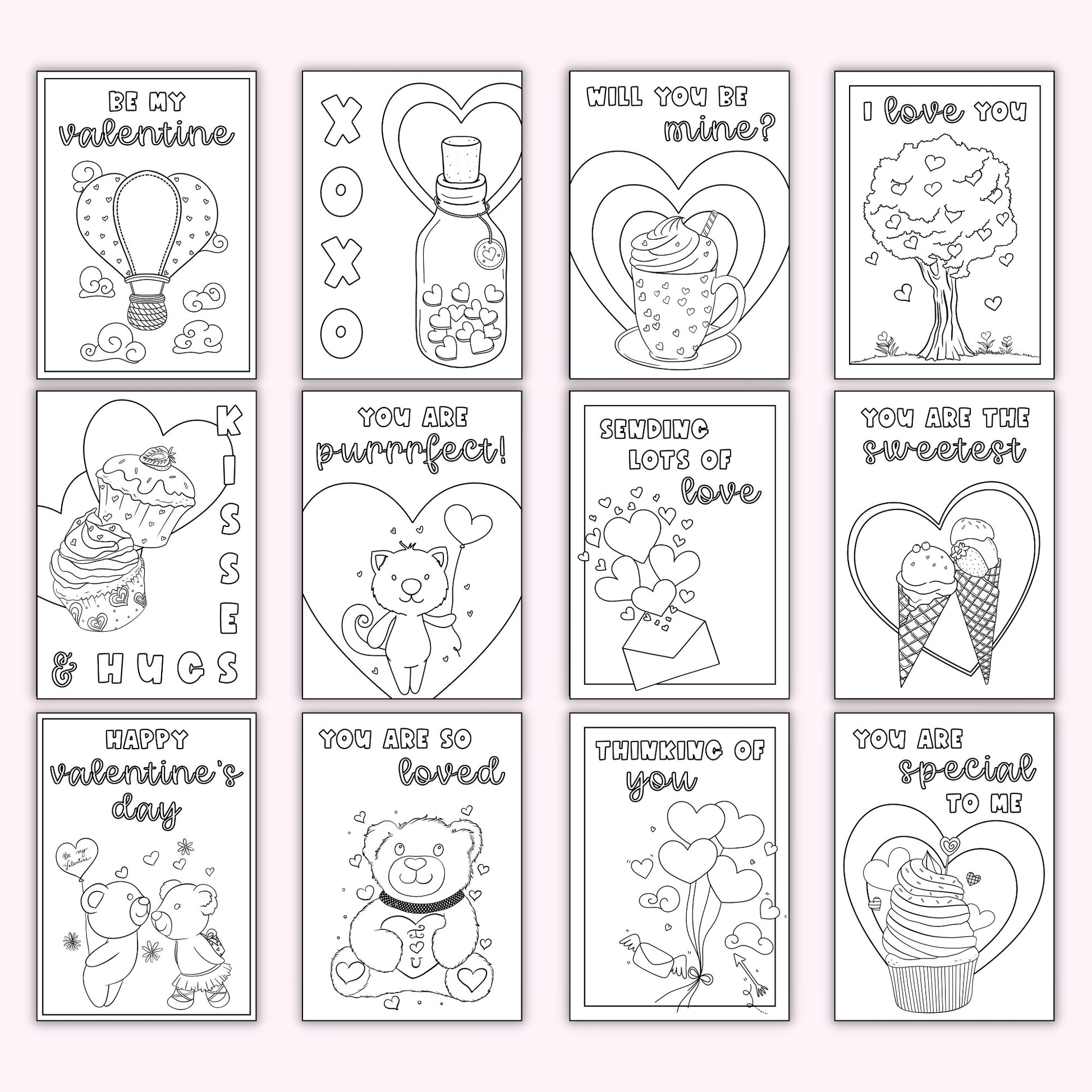 Valentine's Day Colouring Cards (Set of 12) – Printables by The  Craft-at-Home Family