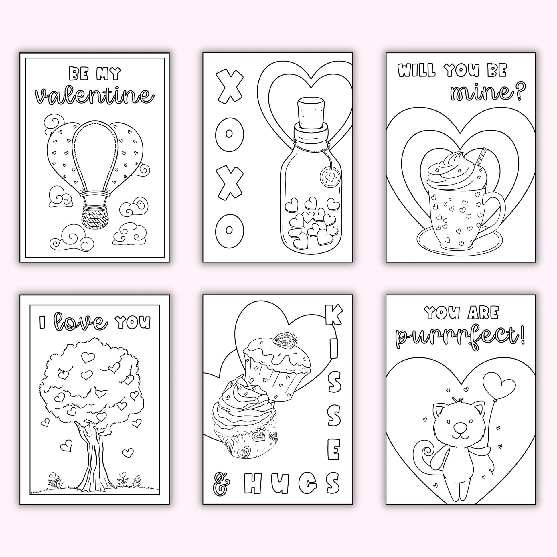 Valentine's Day Colouring Cards (Set of 12) Printables by The Craft