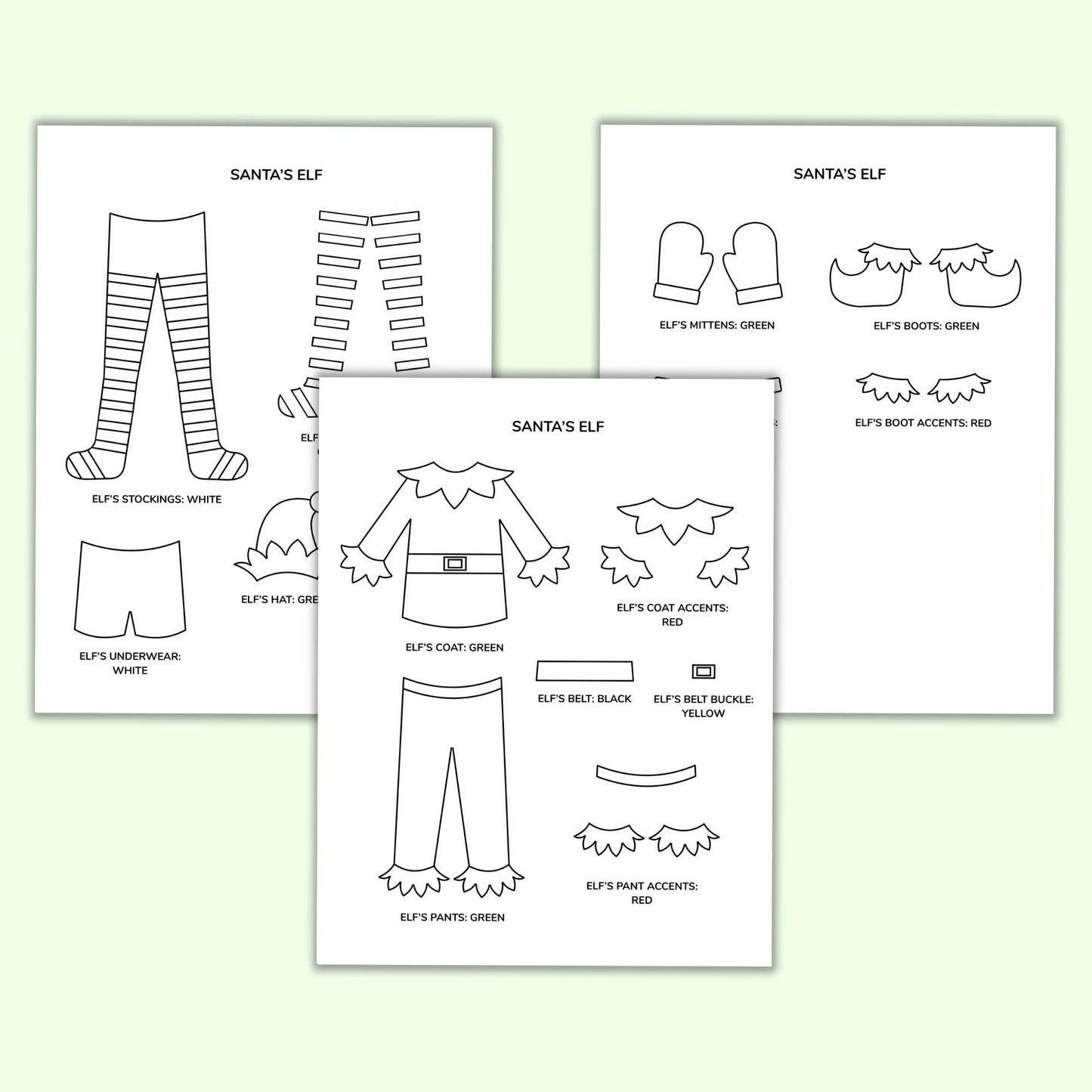 Santa's Elf Clothesline Template