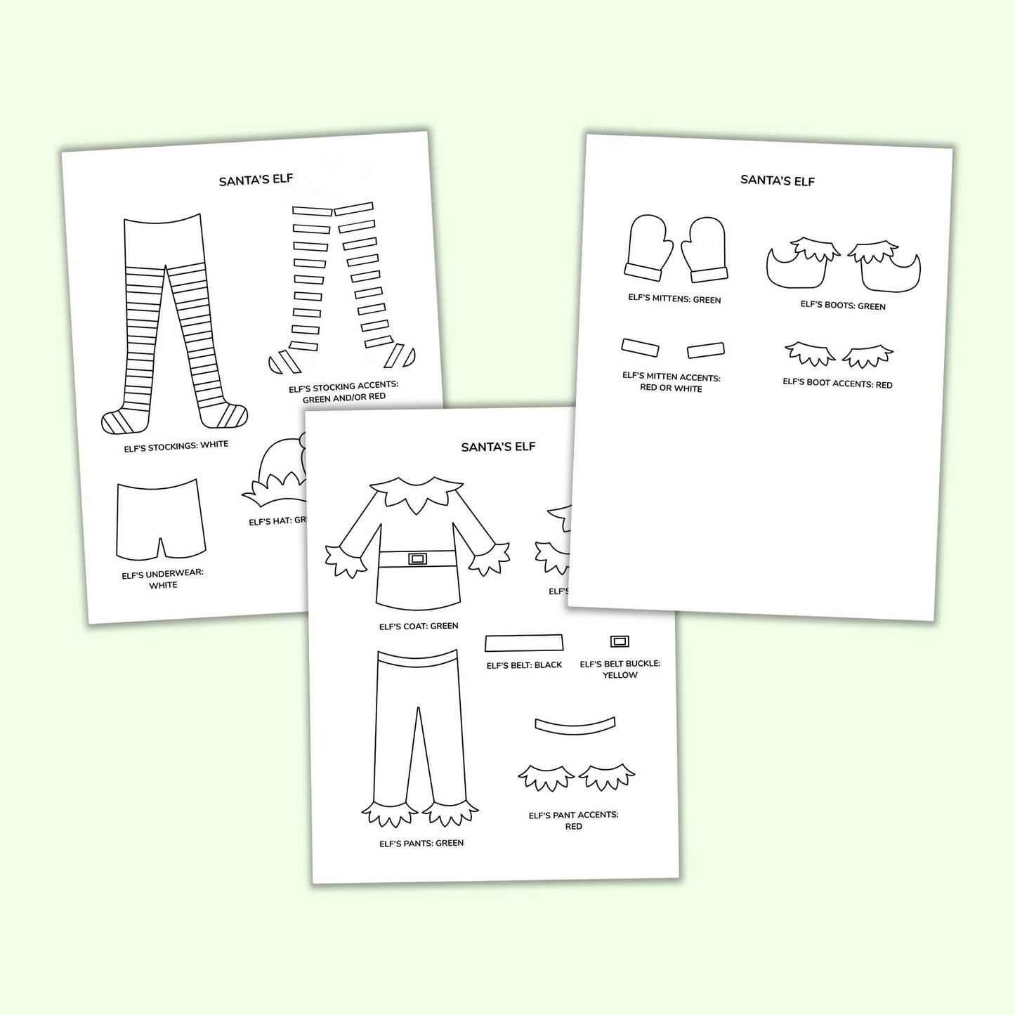 Santa's Elf Clothesline Template