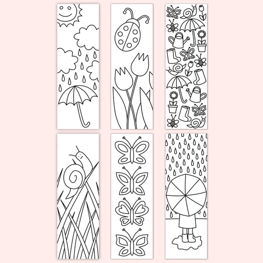 Spring Colouring Bookmarks (Set of 6)