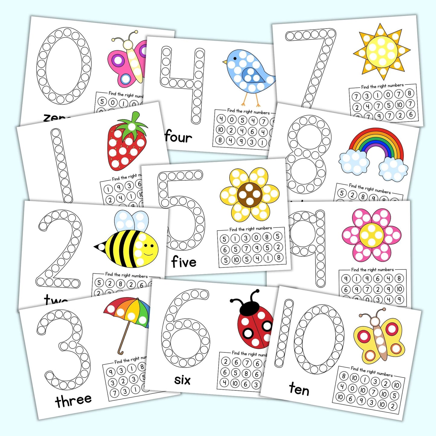 Spring Counting Dot Marker Pages (0-10)