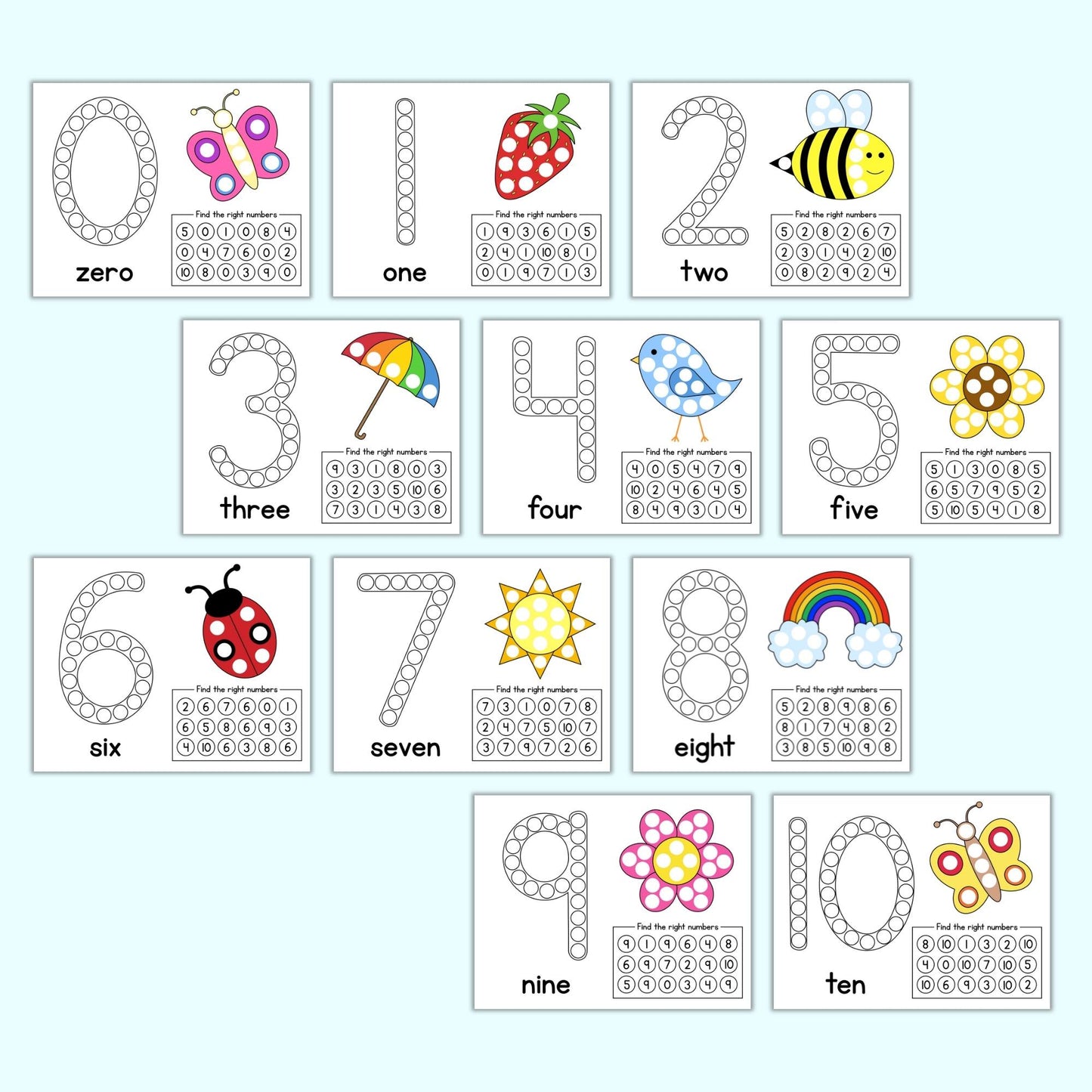 Spring Counting Dot Marker Pages (0-10)