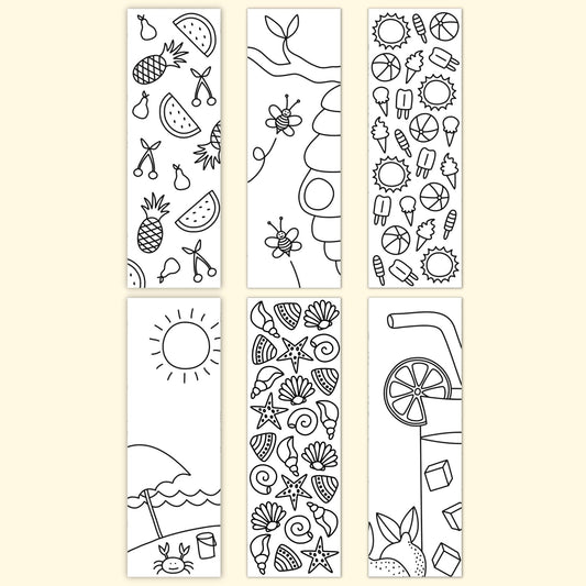 Summer Colouring Bookmarks (Set of 6)