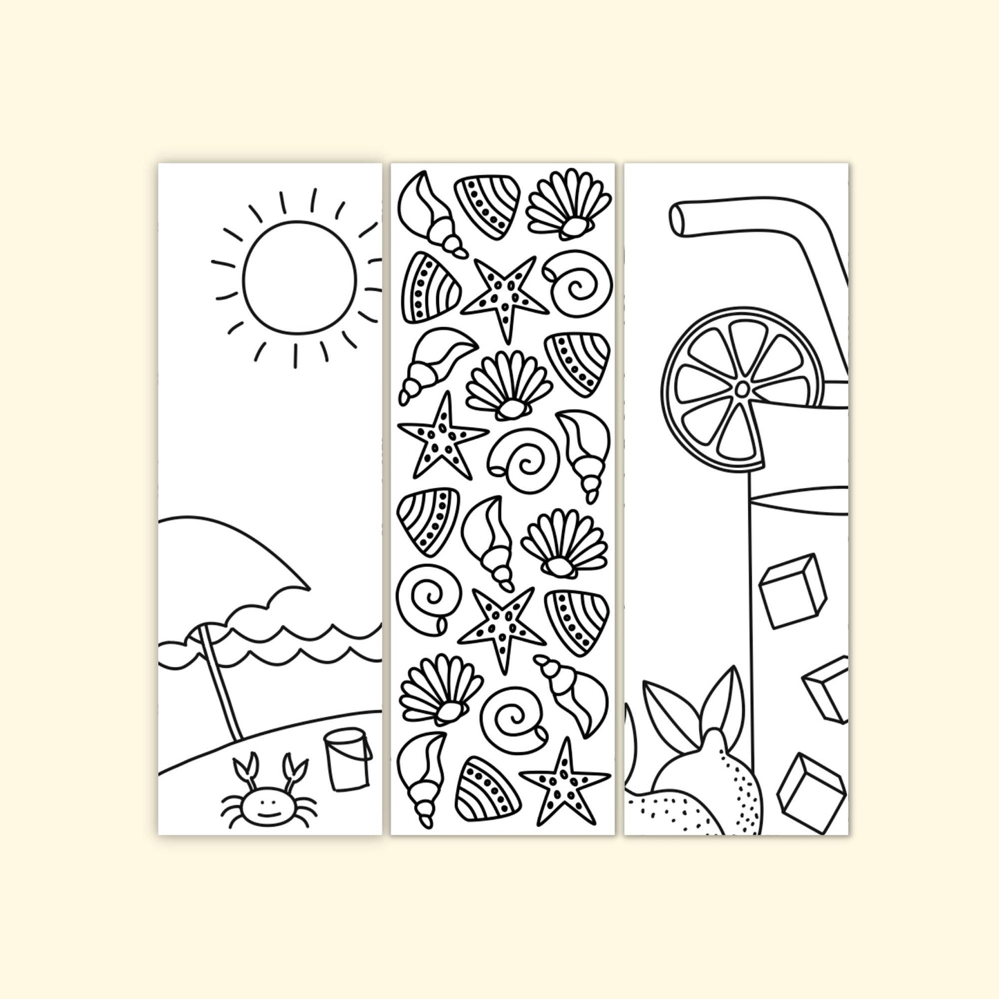 Summer Colouring Bookmarks (Set of 6)