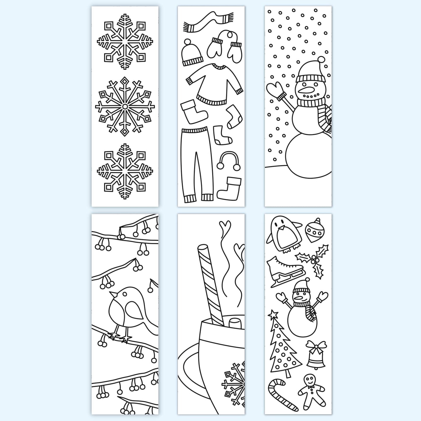 Winter Colouring Bookmarks (Set of 6)